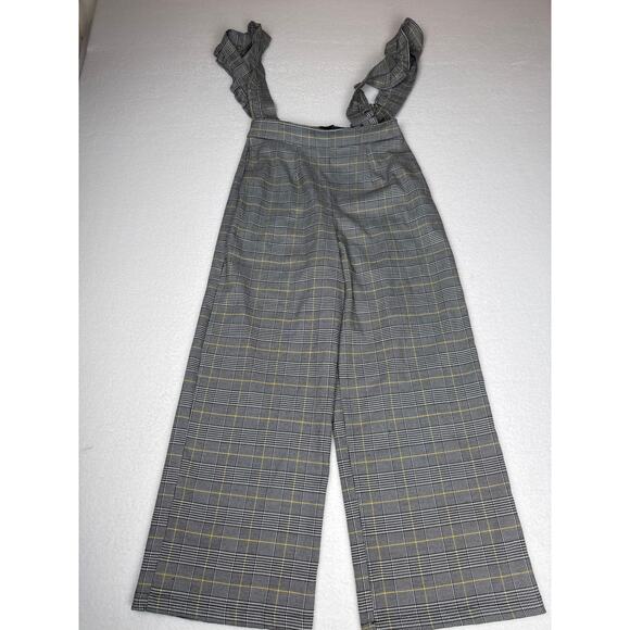 ModCloth cropped plaid ruffle suspender pants size S - Picture 2 of 9
